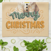 Elegantes Vintages Kunstwerk Weihnachten Geschirrtuch (Gefaltet)