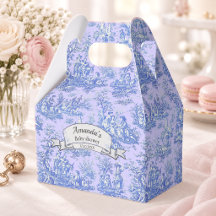 Elegantes Vintages lila-Blue-de-jouy-Monogramm