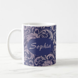 Elegantes, Vintages Lila Damask-Muster Kaffeetasse