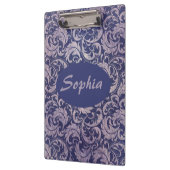 Elegantes, Vintages Lila Damask-Muster Klemmbrett (Links)