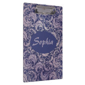 Elegantes, Vintages Lila Damask-Muster Klemmbrett (Rechts)