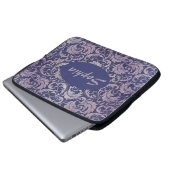 Elegantes, Vintages Lila Damask-Muster Laptopschutzhülle (Vorne Knopf)