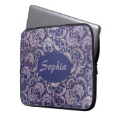 Elegantes, Vintages Lila Damask-Muster Laptopschutzhülle (Vorderseite Links)