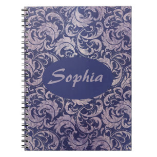 Elegantes, Vintages Lila Damask-Muster Notizblock