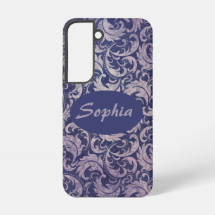 Elegantes, Vintages Lila Damask-Muster Samsung Galaxy Hülle