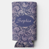 Elegantes, Vintages Lila Damask-Muster Selters Dosenkühler (Rückseite)