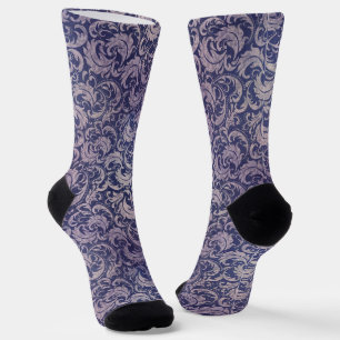Elegantes, Vintages Lila Damask-Muster Socken