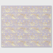 Elegantes, Vintages, lila Damastmuster Geschenkpapier (Flach)
