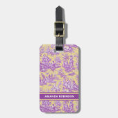 Elegantes Vintages lila Jouy Gepäckanhänger (Vorderseite vertikal)