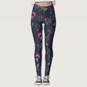 Elegantes Vintages Lila Orchideenmuster | Leggings (Vorderseite)