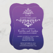 Elegantes Vintages Lila Party zum Blüh Jubiläum Einladung (Vorne/Hinten)
