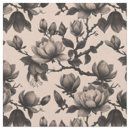 Elegantes, Vintages, monochromes Magnoliengewebe Stoff