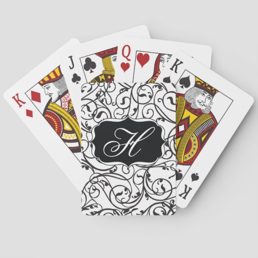 Elegantes Vintages Monogramm Spielkarten (Rückseite)