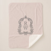 Elegantes Vintages Monogramm-Wappen Rosa Sherpadecke (Vorderseite)