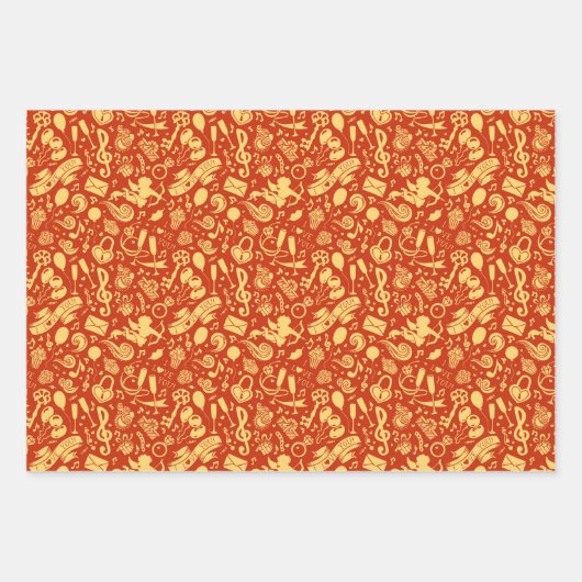 Elegantes Vintages Muster Geschenkpapier Set (Vorderseite)