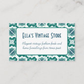 Elegantes, Vintages Muster QR Code Retro-Tile Visitenkarte (Vorderseite)