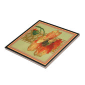 Elegantes Vintages orange Rot Poppie Fliese (Seite)