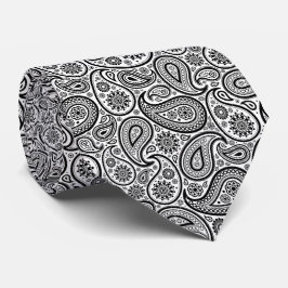Elegantes Vintages Paisley in Schwarz und Weiß Krawatte