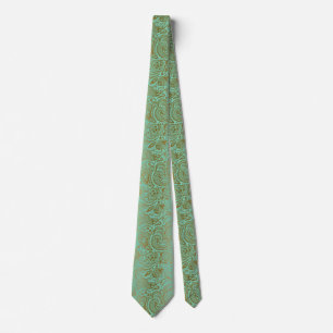 Elegantes Vintages Paisley-Muster Mint-grün & Gold Krawatte