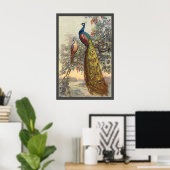 Elegantes Vintages Pfauenbaumposter Poster (Heimbüro)