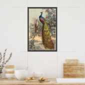 Elegantes Vintages Pfauenbaumposter Poster (Küche)