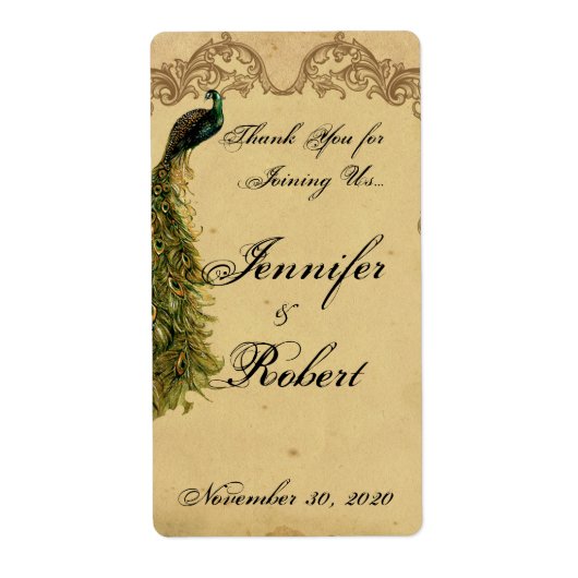 Elegantes Vintages Pfauenpfauen Hochzeitsfest (Vorne)