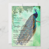 Elegantes Vintages Pfauenwerk Einladung (Vorderseite)