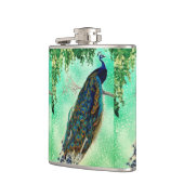 Elegantes Vintages Pfauenwerk Flachmann (Links)