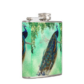 Elegantes Vintages Pfauenwerk Flachmann (Rechts)