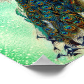 Elegantes Vintages Pfauenwerk Poster (Ecke)