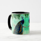 Elegantes Vintages Pfauenwerk Tasse (Vorderseite Links)