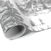 Elegantes Vintages Pferd im Schneewaldtoil Geschenkpapier (Rolleneckpunkt)