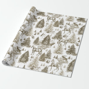 Elegantes Vintages Pferd im Schneewaldtoil Geschenkpapier