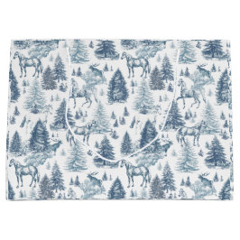 Elegantes Vintages Pferd im Schneewaldtoil Große Geschenktüte