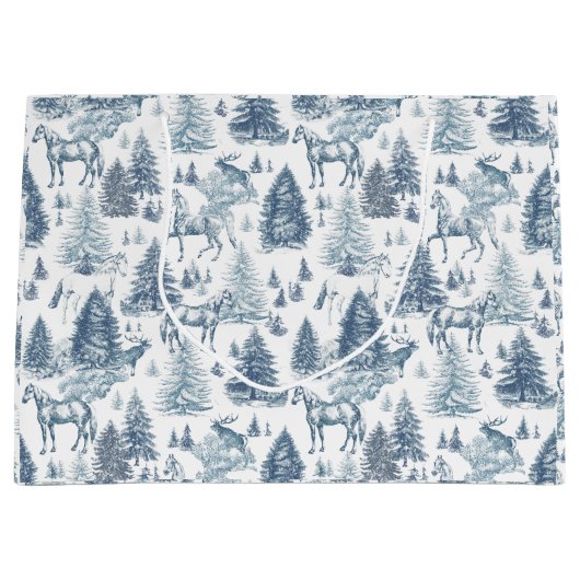 Elegantes Vintages Pferd im Schneewaldtoil Große Geschenktüte (Vorderseite)