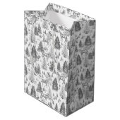 Elegantes Vintages Pferd im Schneewaldtoil Mittlere Geschenktüte (Rückseite Schrägansicht)