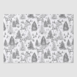 Elegantes Vintages Pferd im Schneewaldtoil Seidenpapier