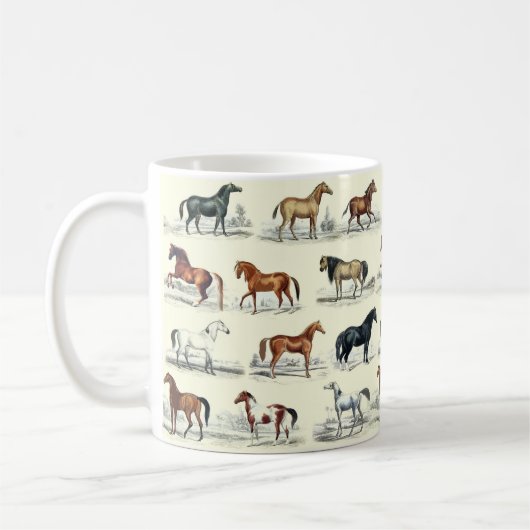 Elegantes Vintages Pferdezuchtmuster Kaffeetasse (Links)
