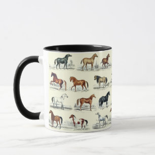Elegantes Vintages Pferdezuchtmuster Tasse