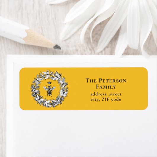 Elegantes Vintages Queen Bee Butterfly Kraut Gelb (Insitu)