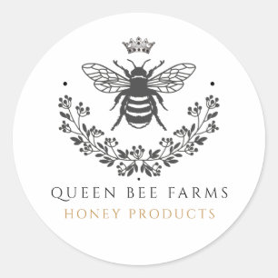 Elegantes Vintages Queen-Bee-Label Runder Aufkleber