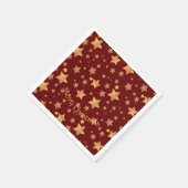 Elegantes Vintages Red Gold Star Muster Weihnachte Serviette (Ecke)