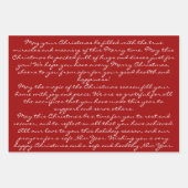 Elegantes Vintages Red Gold Weihnachtskript Geschenkpapier Set (Vorderseite)
