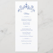 Elegantes Vintages Romance Dusty Blue Wedding Menu Programm (Vorderseite)