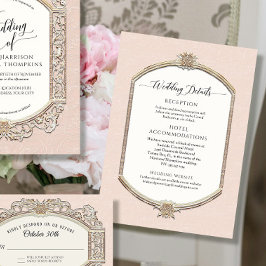 Elegantes Vintages Rosa bei einer Hochzeit Einladung