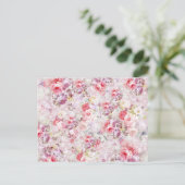 Elegantes, Vintages rosa Blume, royales Damastmust Postkarte (Stehend Vorderseite)