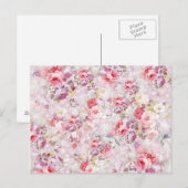 Elegantes, Vintages rosa Blume, royales Damastmust Postkarte (Vorne/Hinten)