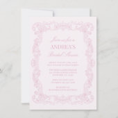 Elegantes Vintages rosa Brautparty Einladung (Vorderseite)