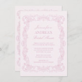 Elegantes Vintages rosa Brautparty Einladung (Vorne/Hinten)