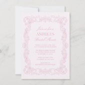 Elegantes Vintages rosa Brautparty Einladung (Rückseite)